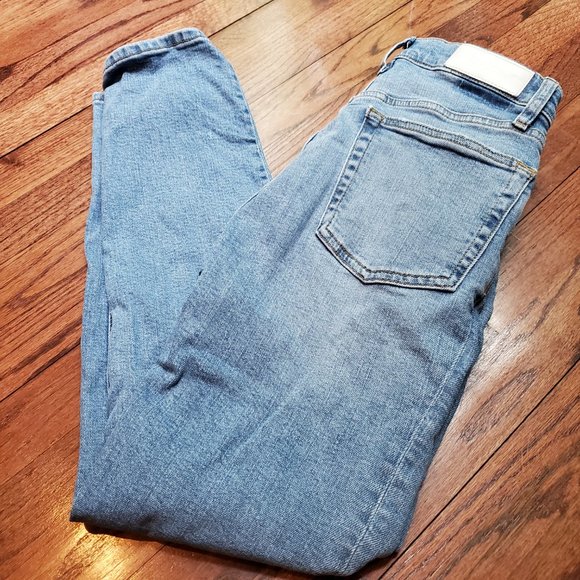 Re/Done 90s High Rise Ankle Crop Jeans Light Stone 27 - Picture 2 of 6